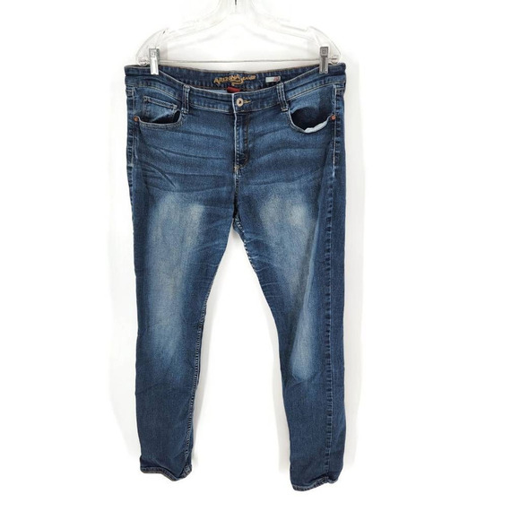 Arizona Jean Company Denim - Arizona Womens Super Skinny Jeans Blue Pocket Dark Wash Faded Mid Rise 19Average